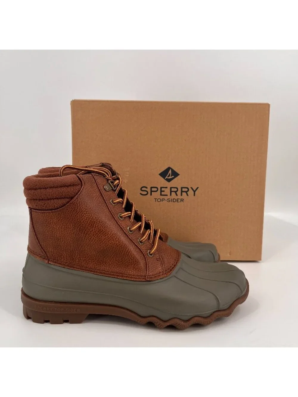 Men's Sperry Avenue Synthetic Duck Boot Tan / Olive, Size 9.5 M